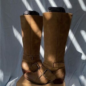 Brown Leather Knee-High Boots